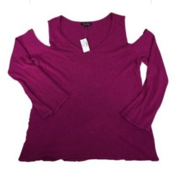 Rob & Ali Long Sleeve Cold Shoulder Fuschia Sweater Women’s 1X - Picture 2 of 11